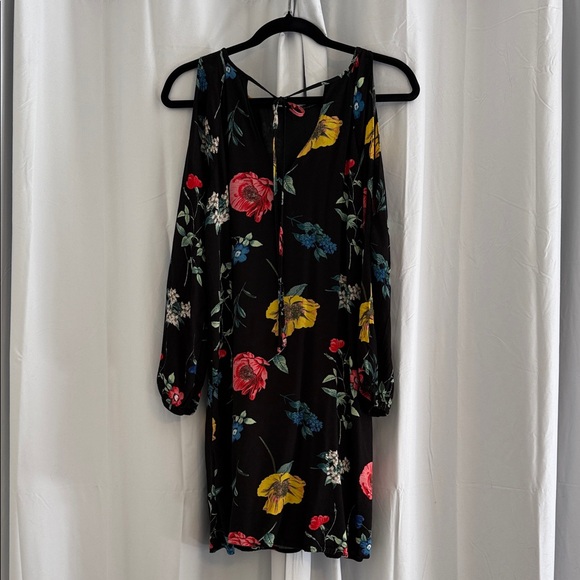Old Navy Floral Long Sleeve Mini Dress Black Multicolor Women’s Medium - Picture 3 of 11